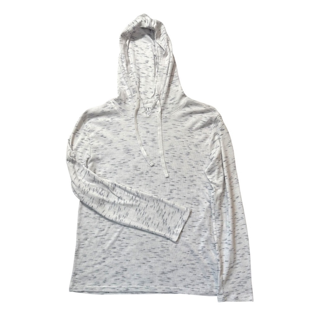 Rustic Souls Lightweight Hoodie Pullover Waffle Knit Feel White Speckled Medium